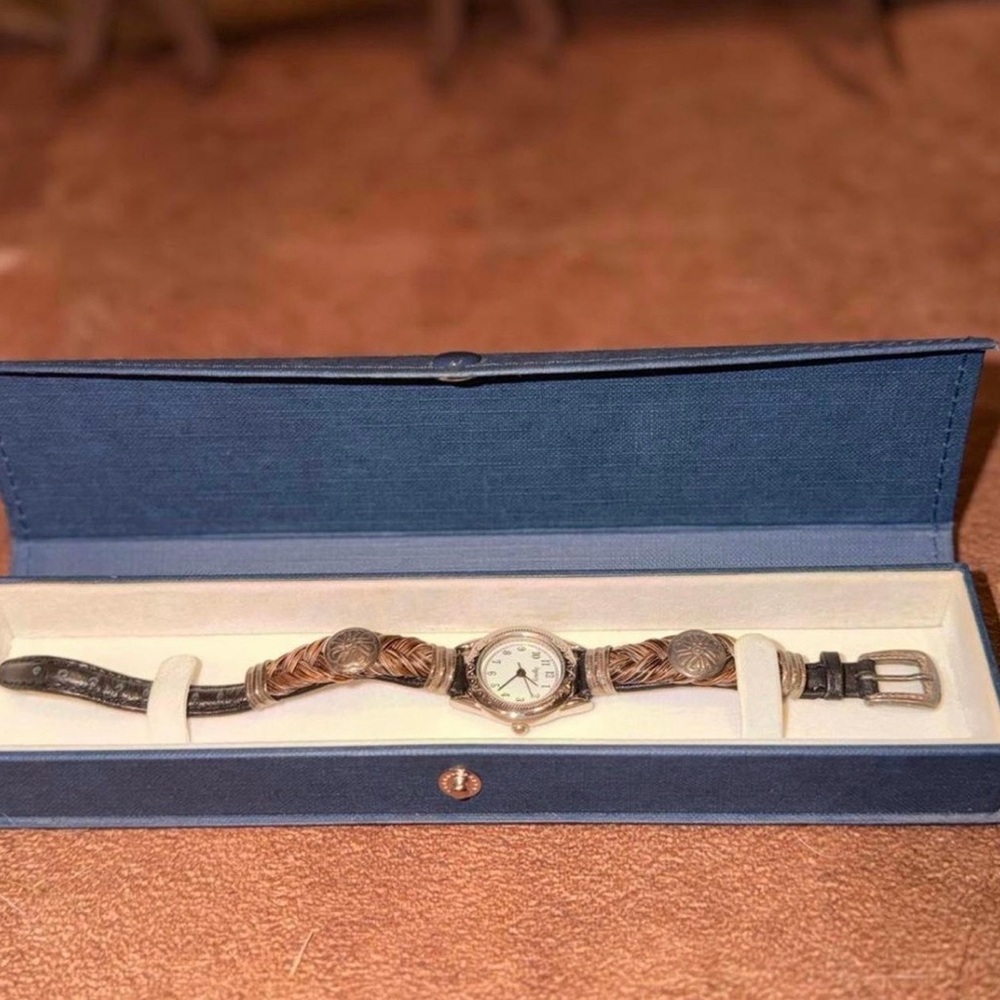 Women's Braided Copper-Tone Accent Watch with Black Strap